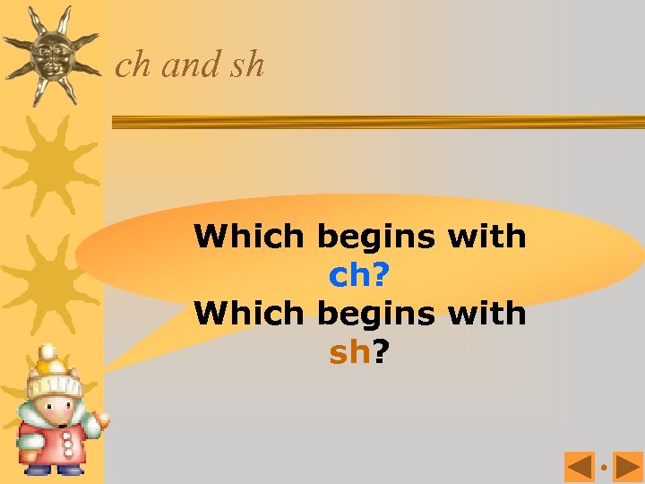 ch and sh Which begins with ch? Which begins with sh? 