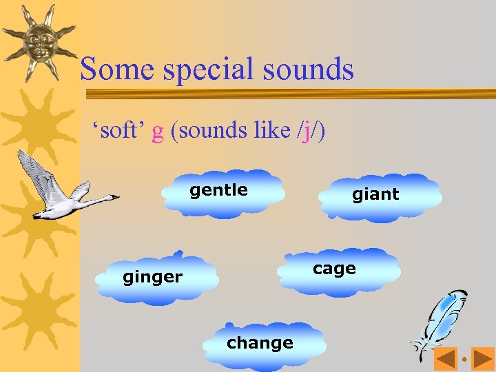 Some special sounds ‘soft’ g (sounds like /j/) gentle giant cage ginger change 