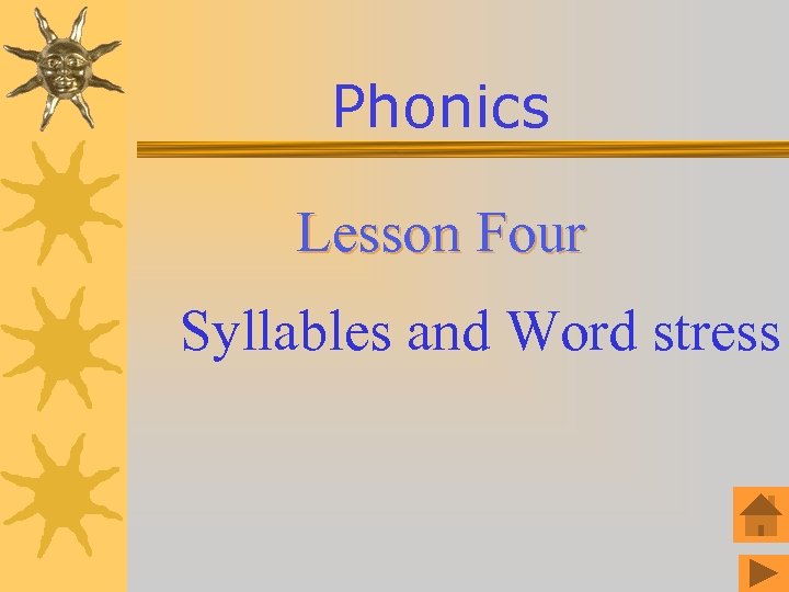 Phonics Lesson Four Lesson Syllables and Word stress 