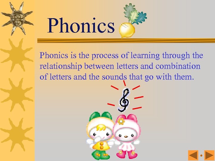 Phonics is the process of learning through the relationship between letters and combination of