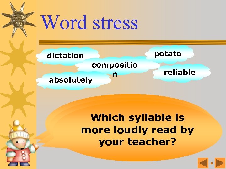 Word stress dictation compositio n absolutely potato reliable Listen to your How many syllables