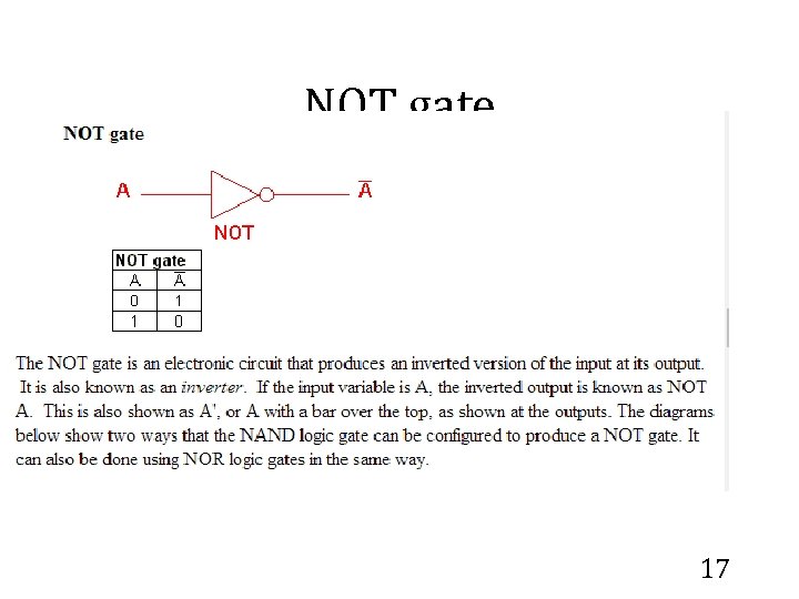 NOT gate 17 