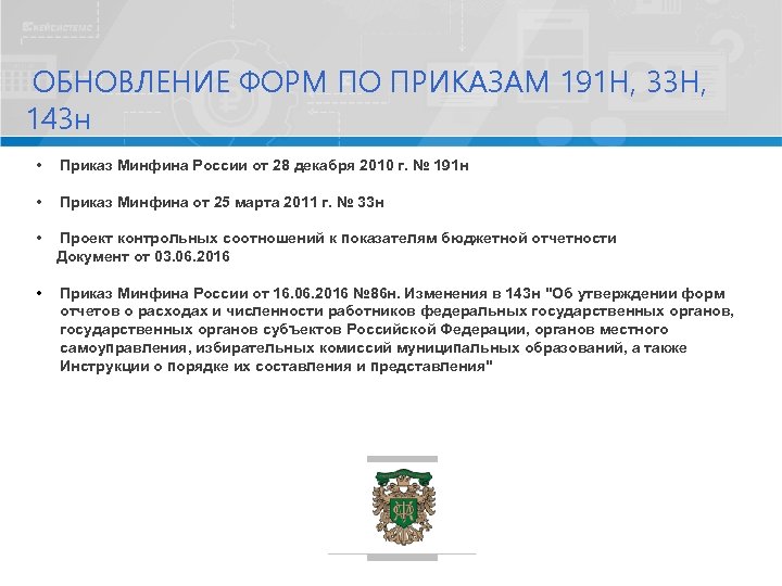 Изменения 33 н. Приказ Минфина России 191н. Приказ 191н п.55. Формы по приказу 33н.