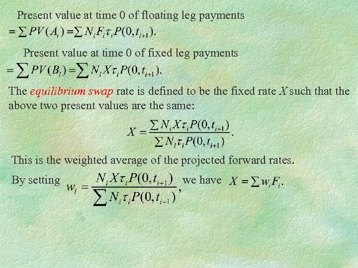 Present value at time 0 of floating leg payments Present value at time 0