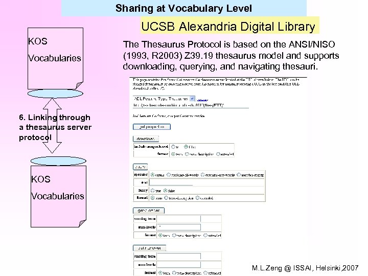 Sharing at Vocabulary Level UCSB Alexandria Digital Library KOS Vocabularies Thesaurus Protocol is based