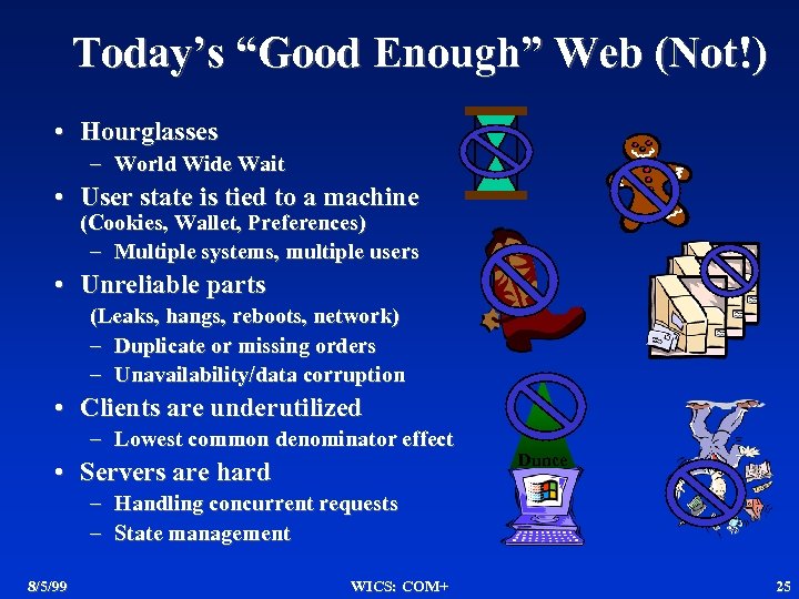 Today’s “Good Enough” Web (Not!) • Hourglasses – World Wide Wait • User state