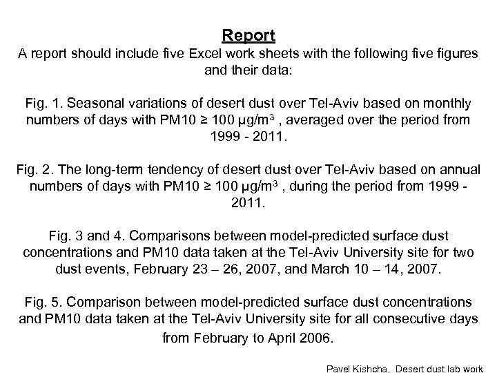 Report A report should include five Excel work sheets with the following five figures