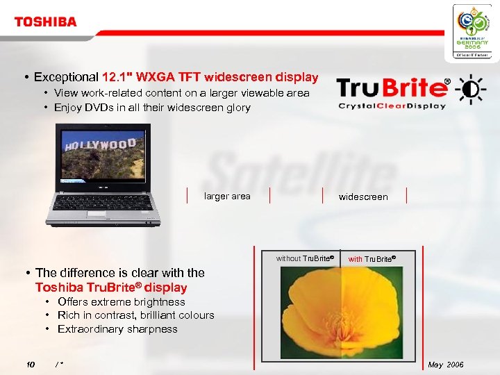  • Exceptional 12. 1" WXGA TFT widescreen display • View work-related content on