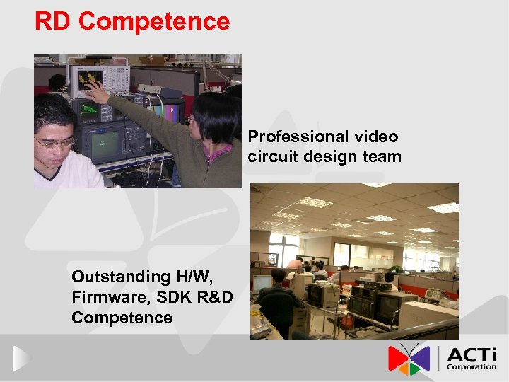 RD Competence Professional video circuit design team Outstanding H/W, Firmware, SDK R&D Competence 