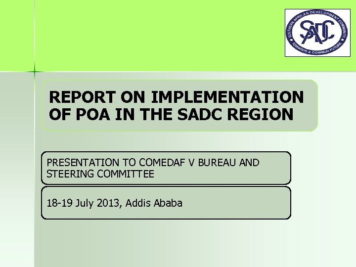 REPORT ON IMPLEMENTATION OF POA IN THE SADC REGION PRESENTATION TO COMEDAF V BUREAU