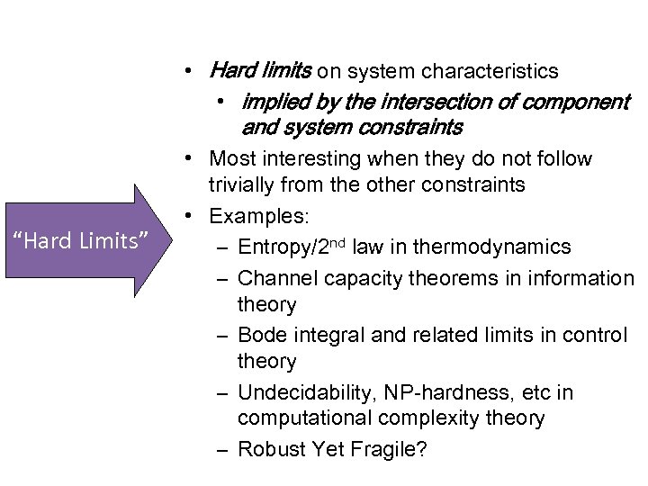 “Hard Limits” • Hard limits on system characteristics • implied by the intersection of