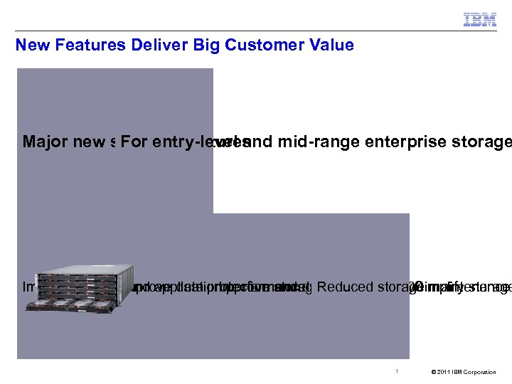 New Features Deliver Big Customer Value Major new software features For entry-level and mid-range