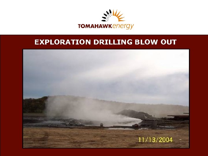 EXPLORATION DRILLING BLOW OUT Body Copy font is Verdana set at 32 in white