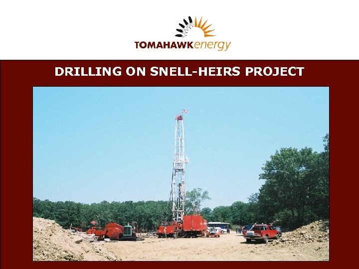 DRILLING ON SNELL-HEIRS PROJECT Body Copy font is Verdana set at 32 in white