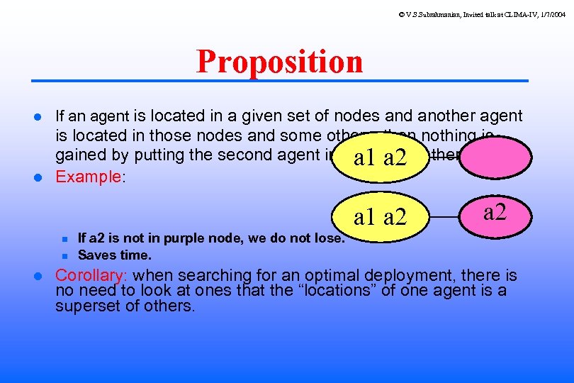 © V. S. Subrahmanian, Invited talk at CLIMA-IV, 1/7/2004 Proposition If an agent is
