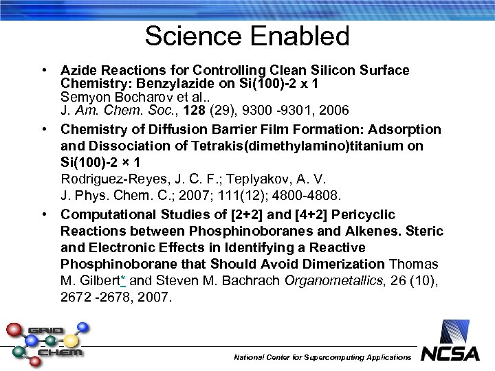 Science Enabled • Azide Reactions for Controlling Clean Silicon Surface Chemistry: Benzylazide on Si(100)-2