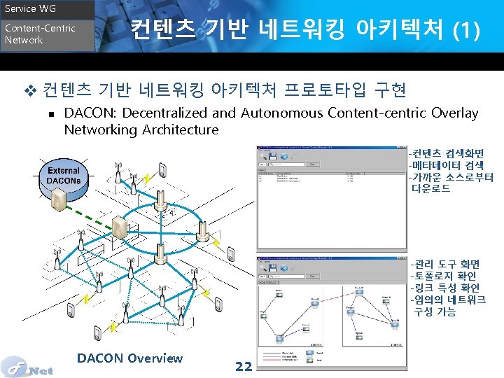 Service WG Content-Centric Network 컨텐츠 기반 네트워킹 아키텍처 (1) v 컨텐츠 기반 네트워킹 아키텍처