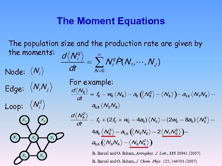 The Moment Equations The population size and the production rate are given by the