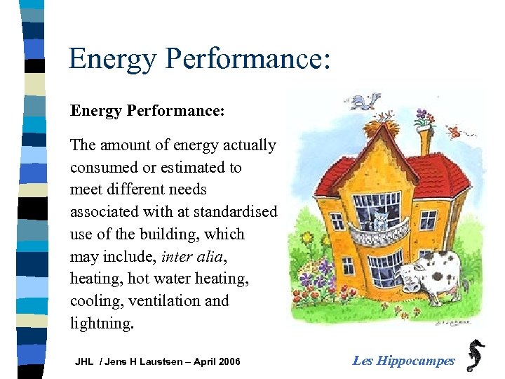 Energy Performance: The amount of energy actually consumed or estimated to meet different needs