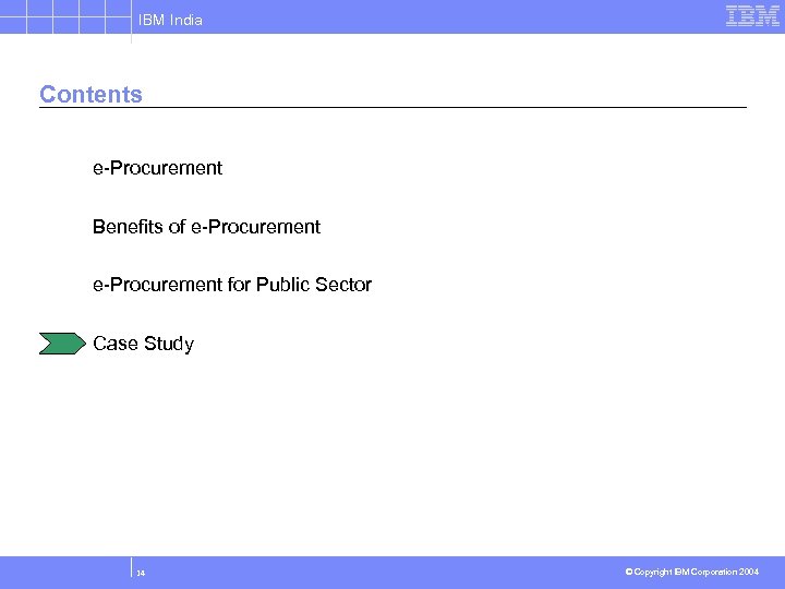 IBM India Contents e-Procurement Benefits of e-Procurement for Public Sector Case Study 14 ©