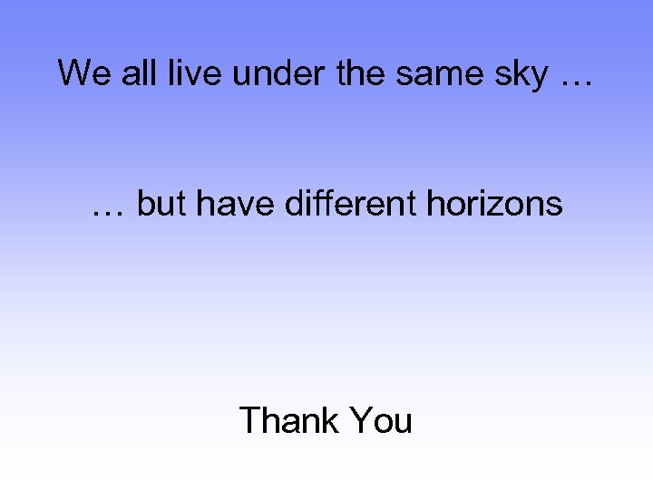 We all live under the same sky … IBM India We all live under