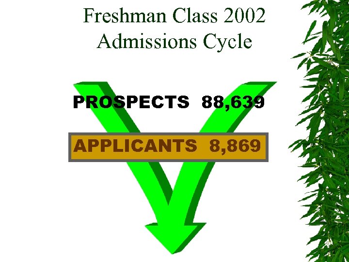 Freshman Class 2002 Admissions Cycle PROSPECTS 88, 639 APPLICANTS 8, 869 
