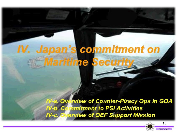 IV. Japan’s commitment on Maritime Security IV-a. Overview of Counter-Piracy Ops in GOA IV-b.