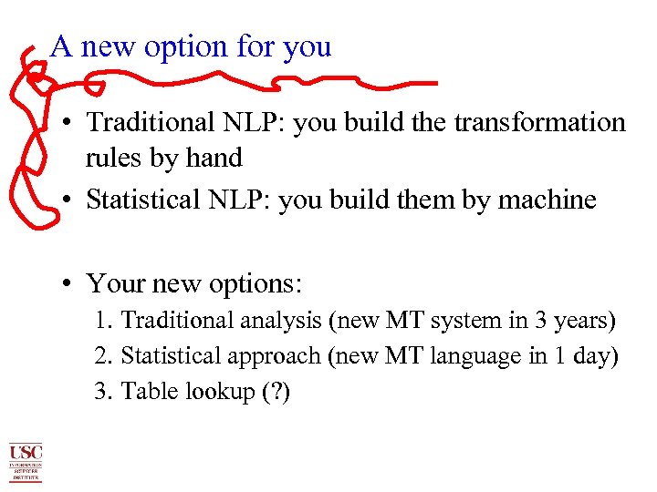 A new option for you • Traditional NLP: you build the transformation rules by