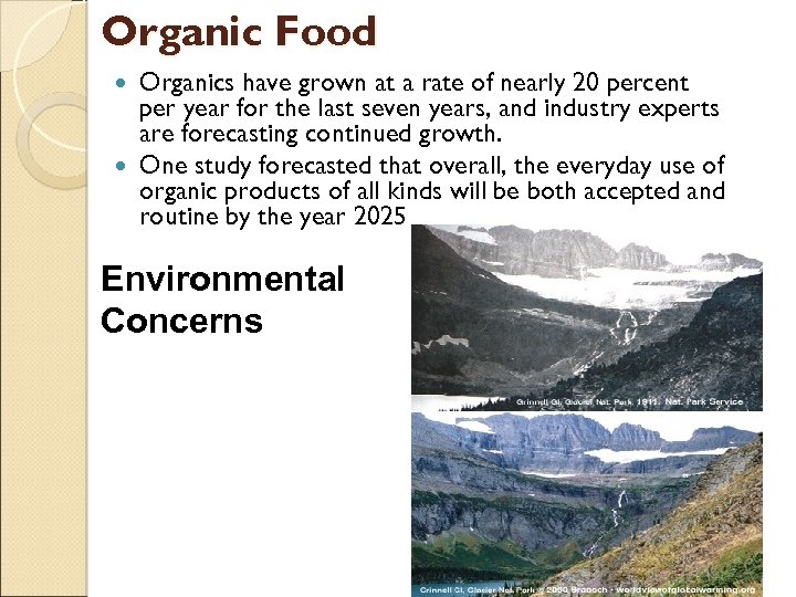 Organic Food Organics have grown at a rate of nearly 20 percent per year