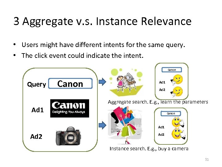 3 Aggregate v. s. Instance Relevance • Users might have different intents for the