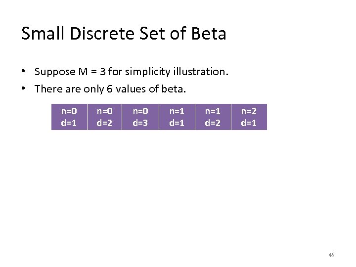 Small Discrete Set of Beta • Suppose M = 3 for simplicity illustration. •