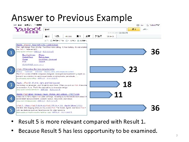 Answer to Previous Example 36 1 23 2 18 3 4 5 11 36