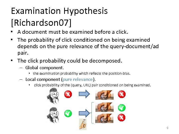 Examination Hypothesis [Richardson 07] • A document must be examined before a click. •