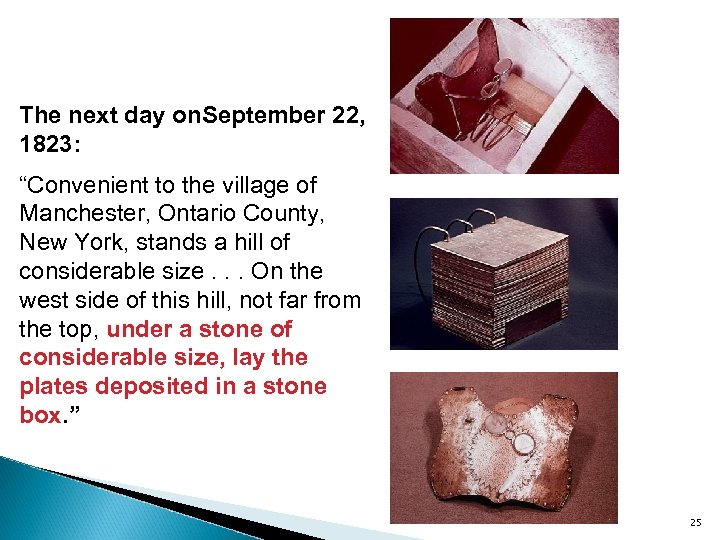 The next day on. September 22, 1823: “Convenient to the village of Manchester, Ontario