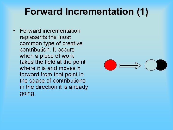Forward Incrementation (1) • Forward incrementation represents the most common type of creative contribution.