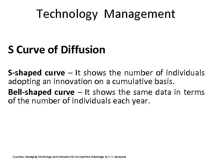 Technology Management S Curve of Diffusion S-shaped curve – It shows the number of
