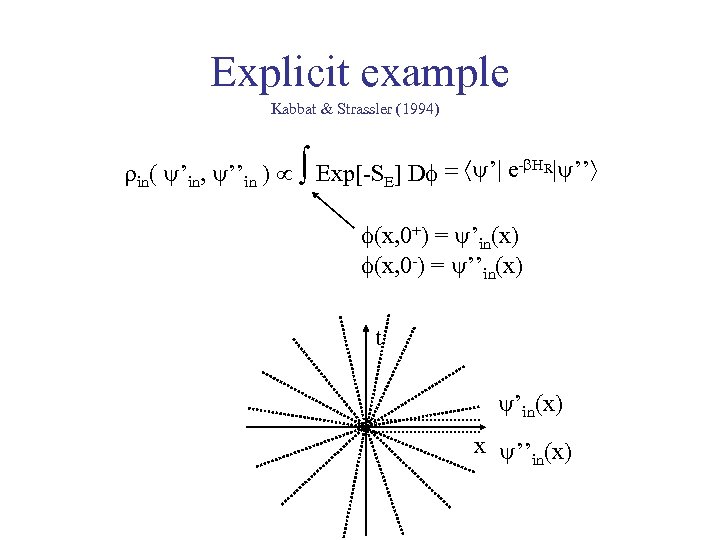 Explicit example Kabbat & Strassler (1994) in ’’in Exp[-SE] Df ’| e-b. HR| ’’