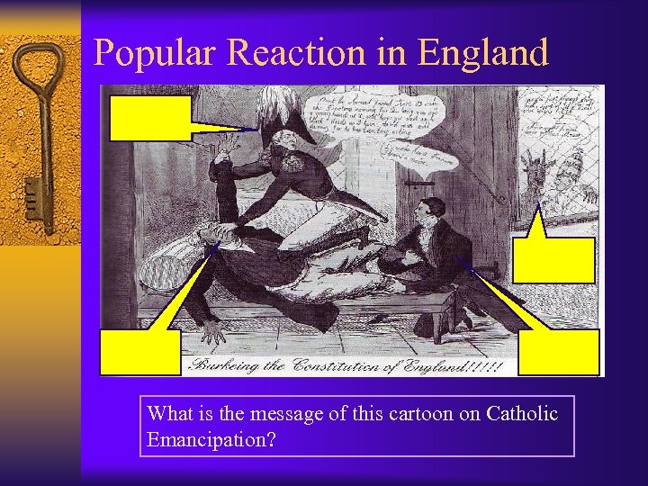 Popular Reaction in England What is the message of this cartoon on Catholic Emancipation?