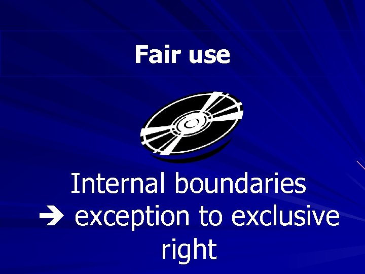 Fair use Internal boundaries exception to exclusive right 