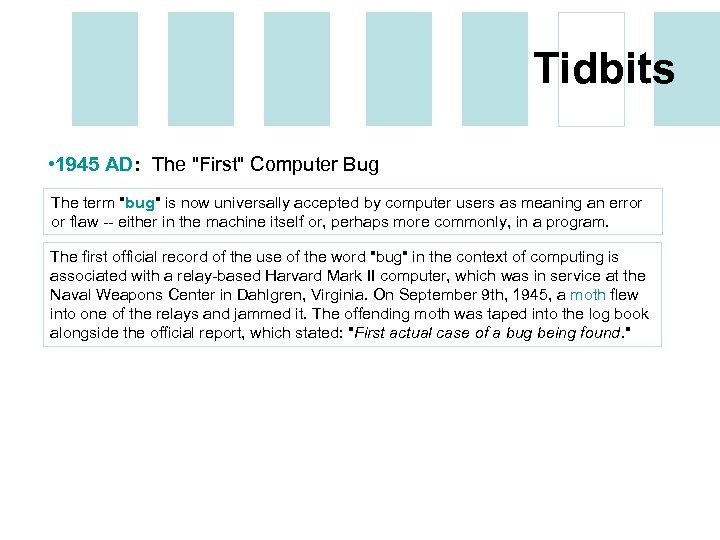 Tidbits • 1945 AD: The 