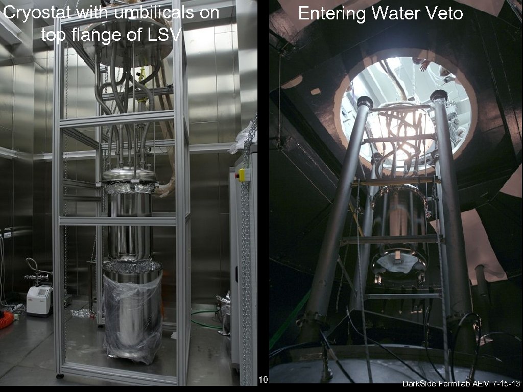 Cryostat with umbilicals on top flange of LSV Entering Water Veto 10 Dark. Side