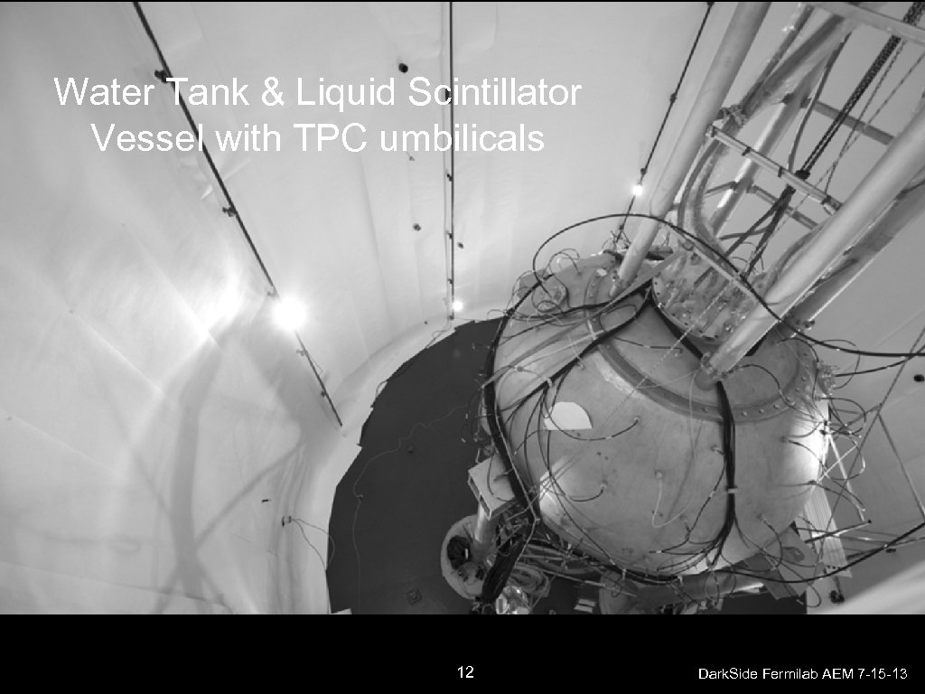 Water Tank & Liquid Scintillator Vessel with TPC umbilicals 12 Dark. Side Fermilab AEM