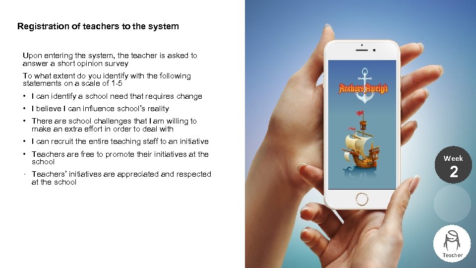 Registration of teachers to the system Upon entering the system, the teacher is asked