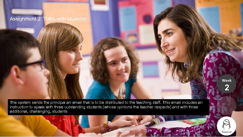 Assignment 2: Talks with students Week 2 The system sends the principal an email