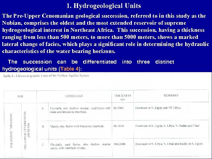 1. Hydrogeological Units The Pre-Upper Cenomanian geological succession, referred to in this study as