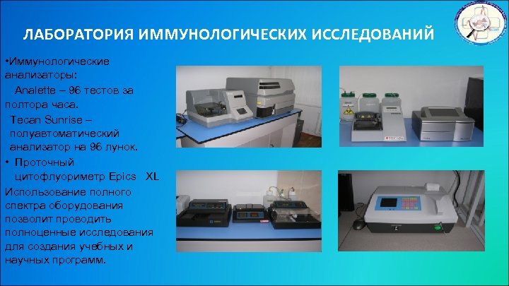 ЛАБОРАТОРИЯ ИММУНОЛОГИЧЕСКИХ ИССЛЕДОВАНИЙ • Иммунологические анализаторы: Analette – 96 тестов за полтора часа. Tecan