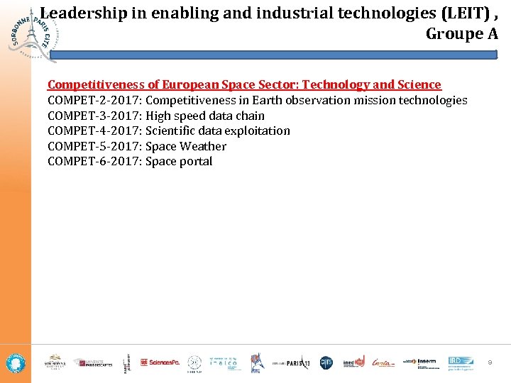 Leadership in enabling and industrial technologies (LEIT) , Groupe A Competitiveness of European Space