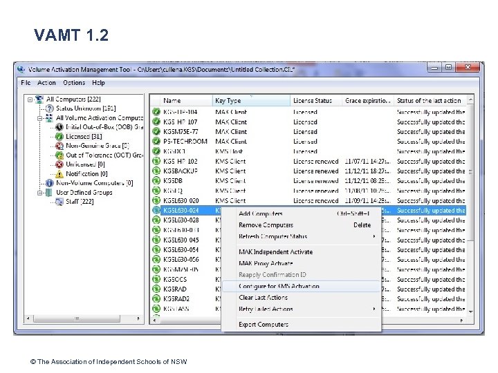 VAMT 1. 2 © The Association of Independent Schools of NSW 