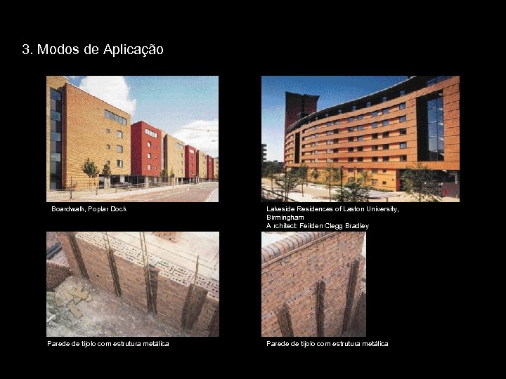 3. Modos de Aplicação Boardwalk, Poplar Dock Parede de tijolo com estrutura metálica Lakeside