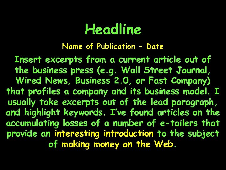 Headline Name of Publication - Date Insert excerpts from a current article out of